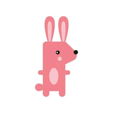 Rabbit cute doodle hand drawn flat vector illustration. Icon. Simple style fo Stock Illustration