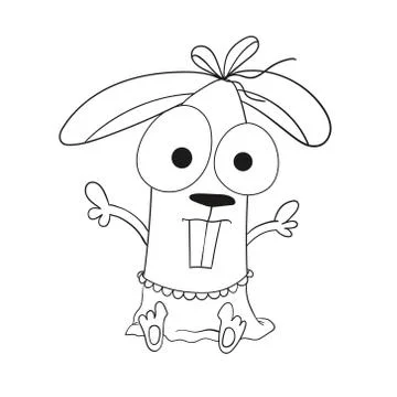 Rabbit doll doodle Stock Illustration