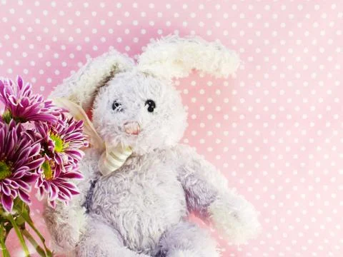Rabbit doll with space for copy background Stock Photos