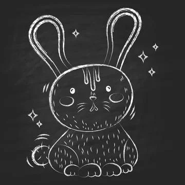 Rabbit drawn in chalk Stock Illustration