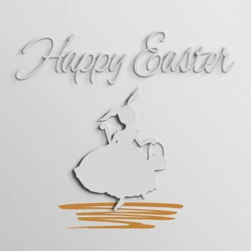 Rabbit in a dress with a basket of Easter eggs Stock Illustration