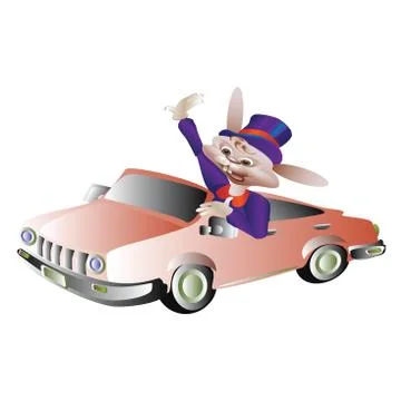 Rabbit drives a car Stock Illustration
