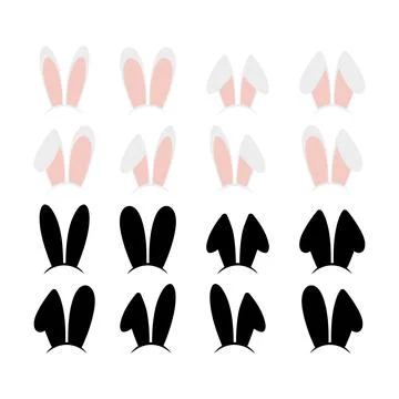 Rabbit ear hat icons set.Rabbit ear hat icon collection.Flat style.Vector i.. Stock Illustration