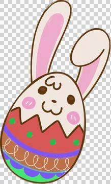 Rabbit-eared egg is appearing in vector on transparent background with stripes, Stock Illustration