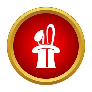 Rabbit ears appearing from a magician's top hat icon Stock Illustration