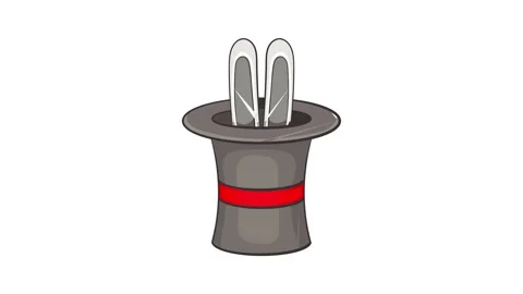 Rabbit ears appearing from a top magic hat icon animation Video stock 157164067