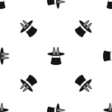 Rabbit ears appearing from a top magic hat pattern seamless black Stockillustratie