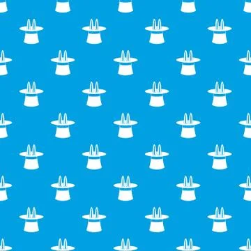 Rabbit ears appearing from a top magic hat pattern seamless blue Illustrazione stock