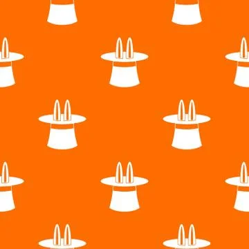 Rabbit ears appearing from a top magic hat pattern seamless Stock Illustration