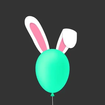 Rabbit ears behind the green baloon Stock Illustration