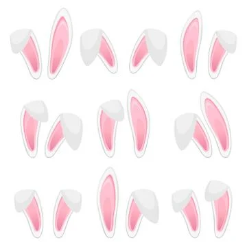 Rabbit ears collection for Easter. Set of masks isolated on white. Vector ill Stockillustratie