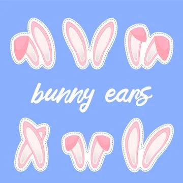 Rabbit ears collection for Easter. Set of masks isolated on white. Vector ill Stockillustratie