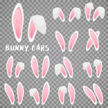 Rabbit ears collection for Easter. Set of masks isolated on white. Vector ill Stock Illustration