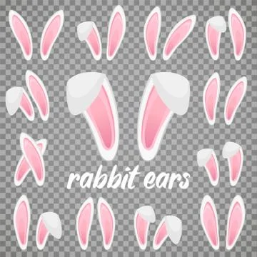 Rabbit ears collection for Easter. Set of masks isolated on white. Vector ill Stockillustratie