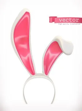 Rabbit ears. Easter bunny 3d vector icon Stock Illustration
