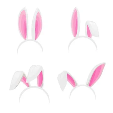 Rabbit ears, Easter bunny isolated vector headband 스톡 일러스트