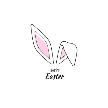 Rabbit Ears. Happy Easter concept. Vector Black Thin Linear Contour. Stock Illustration