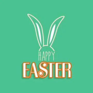 Rabbit ears for happy Easter greeting card Stock Illustration