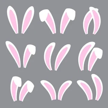 Rabbit ears headband set. Easter bunny ears isolated on background. Stock Illustration