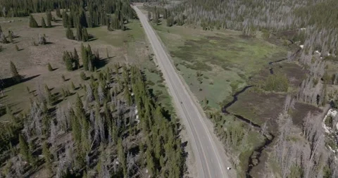 Rabbit Ears Pass Rocky Mountains Colorado US highway 40 Drone Aerial View Stock Footage 221106798