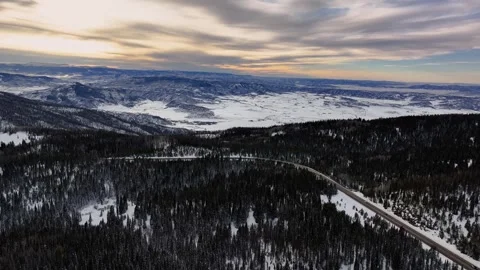 Rabbit Ears Pass Sunset 03 | US Hwy 40 | Steamboat Springs Colorado | 4K Drone Stock Footage 295897794