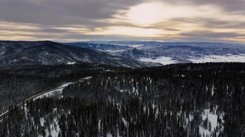 Rabbit Ears Pass Sunset 06 | US Hwy 40 | Steamboat Springs Colorado | 4K Drone Video stock 295897403
