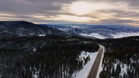 Rabbit Ears Pass Sunset 09 | US Hwy 40 | Steamboat Springs Colorado | 4K Drone Stock Footage 295897300