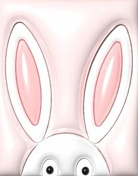 Rabbit ears on a pink background, 3D rendering illustration Rabbit ears on... Stock Photos