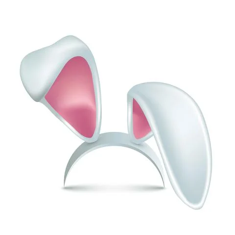 Rabbit ears realistic 3d vector illustration. Easter bunny ears kid headband Stockillustratie