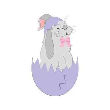Rabbit in easter egg cute animal vector illustration Illustrazione stock