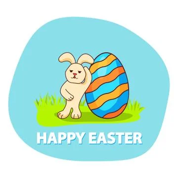 Rabbit with Easter egg. A festive banner with a hare. Stock Illustration