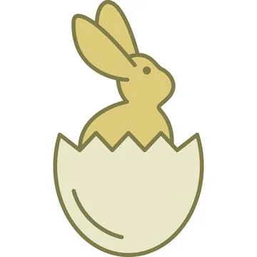 Rabbit In Easter Egg Filled Outline Icon Vector Stockillustratie