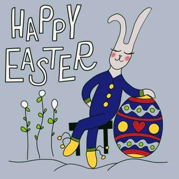 Rabbit with an Easter egg Stock Illustration