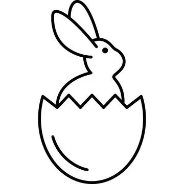 Rabbit In Easter Egg Outline Icon Vector 스톡 일러스트
