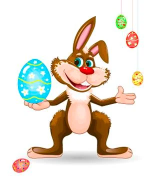 Rabbit with easter egg on a white background Stock Illustration