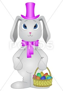 Rabbit with Easter eggs Stock Illustration
