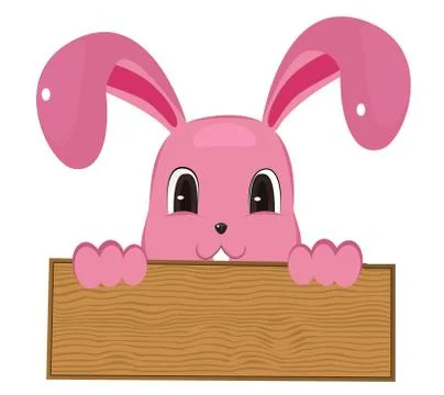 Rabbit easter with wood sign Stock Illustration
