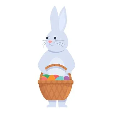 Rabbit with egg basket icon cartoon vector. Easter bunny Stock Illustration