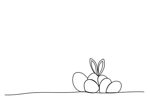 Rabbit with eggs. One line drawing vector illustration for Easter. Illustrazione stock