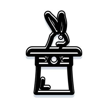 Rabbit emerging from a magician's top hat trick Stock Illustration