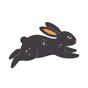 Rabbit with esoteric, mystic, magician elements. Year of the Rabbit. Illustrazione stock