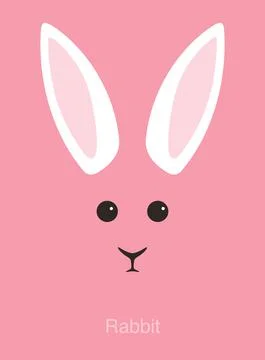 Rabbit face, cute flat portrait icon, vector illustration Stock Illustration