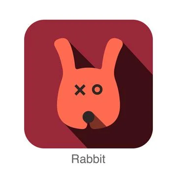Rabbit face flat icon design. Animal icons series. Stock Illustration