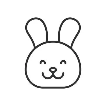 Rabbit face, icon in line design. rabbit, animal, bunny, pet, cute, mammal, ears Stock Illustration