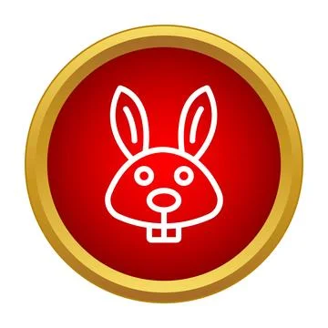 Rabbit face icon on red button designing element Stock Illustration