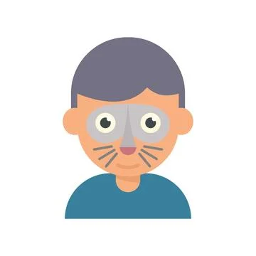 Rabbit face painting icon flat vector. Kid mask Stockillustratie