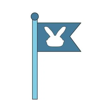 Rabbit flag blue on white background Stock Illustration