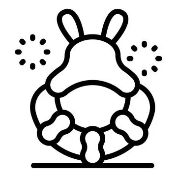 Rabbit floating on inflatable ring with fireworks celebrating easter Stock Illustration