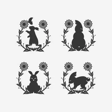 Rabbit floral Stock Illustration