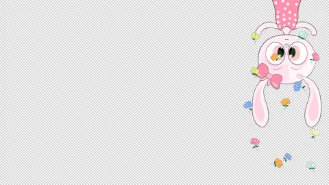 Rabbit with flowers on an empty background. Stock Footage 148948070